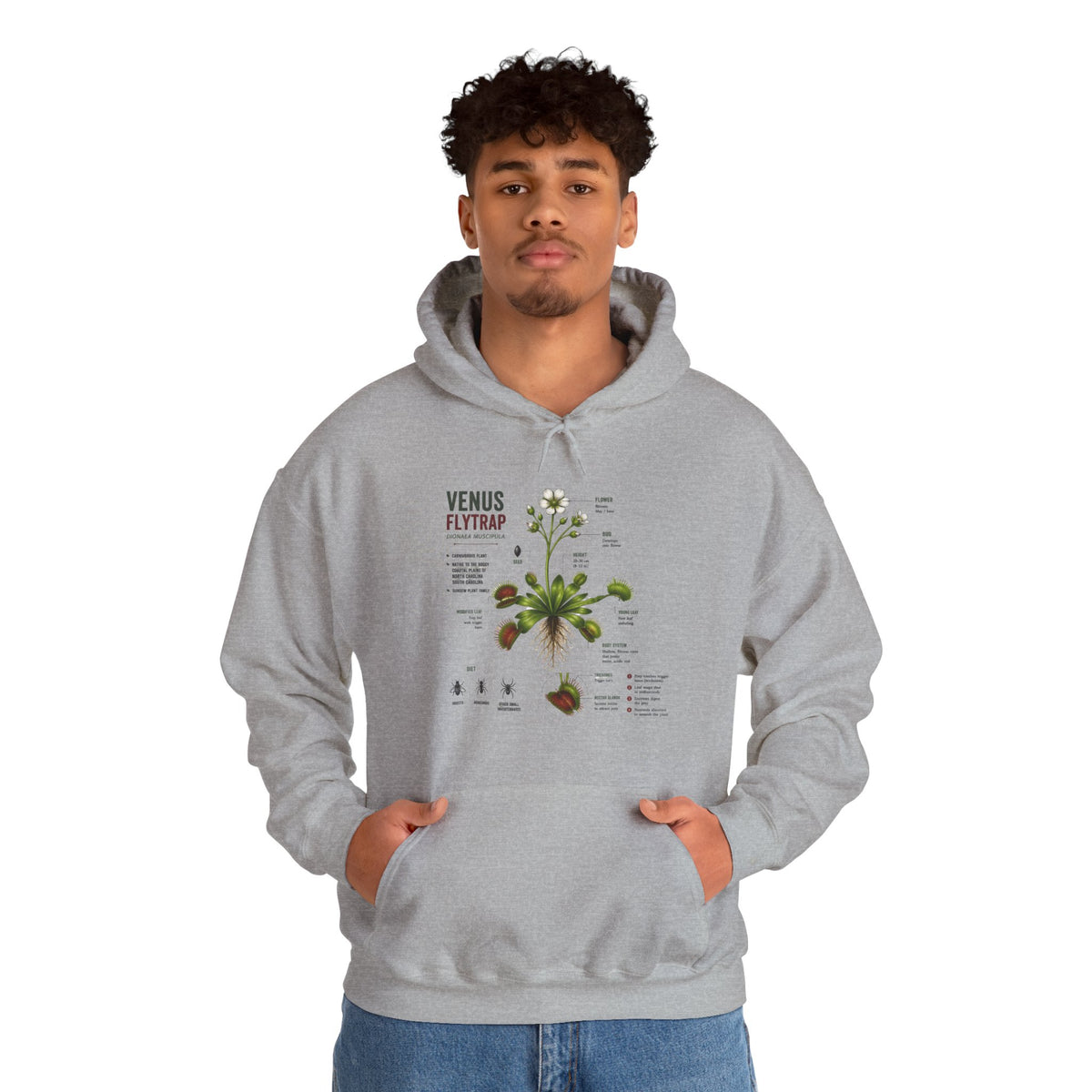 Venus Flytrap Botanical Hoodie – Illustrated Carnivorous Plant Guide
