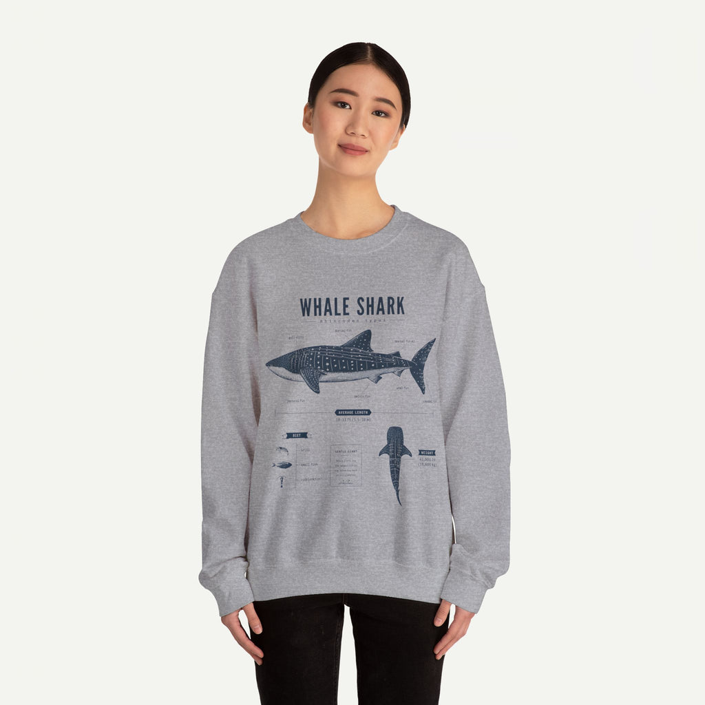 Whale Shark Anatomy Sweatshirt — Marine Life Illustration Crewneck