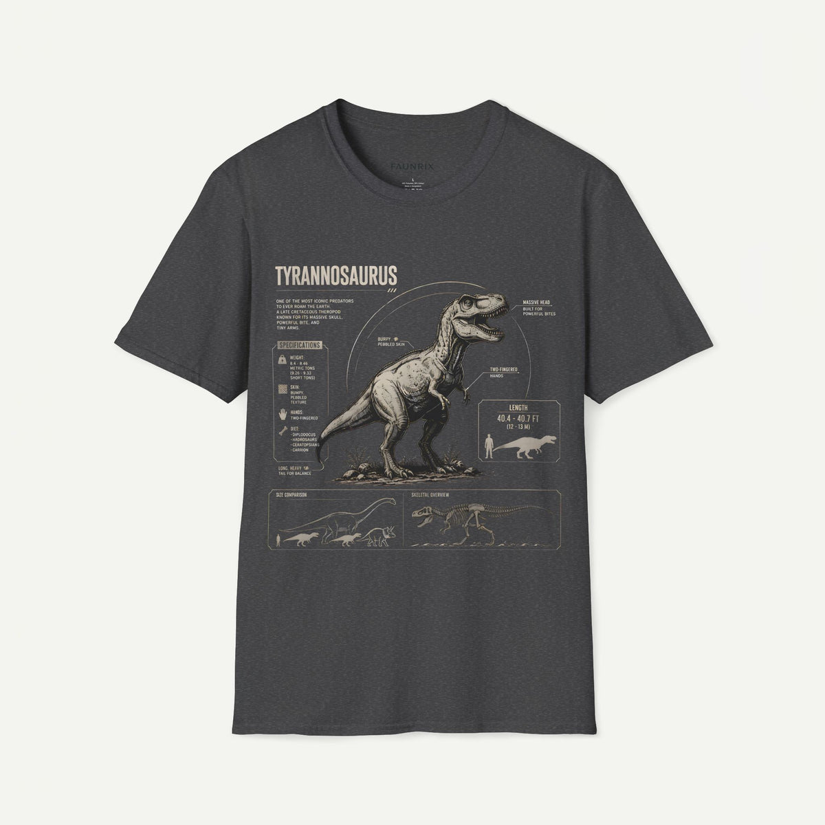 Tyrannosaurus Diagram Anatomy T-Shirt — Vintage Dino Graphic Tee