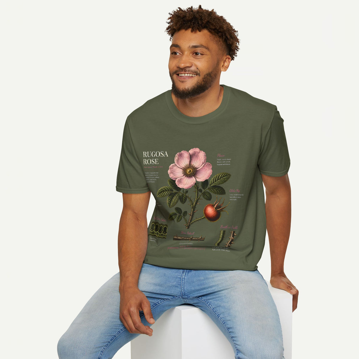 Botanical Rose Anatomy T-Shirt – Vintage Floral Illustration Tee