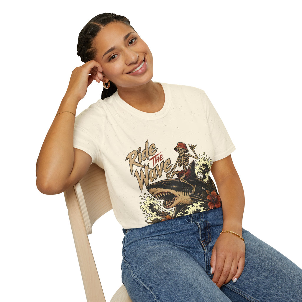 Ride The Wave Surf Skeleton T-Shirt — Vintage Beach Skull Tee