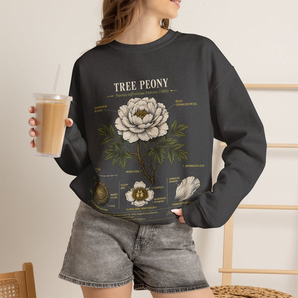 Tree Peony Botanical Sweatshirt — Vintage Flower Anatomy Crewneck