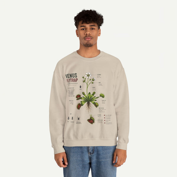 Venus Flytrap Botanical Crewneck Sweatshirt — Vintage Plant Illustration Tee