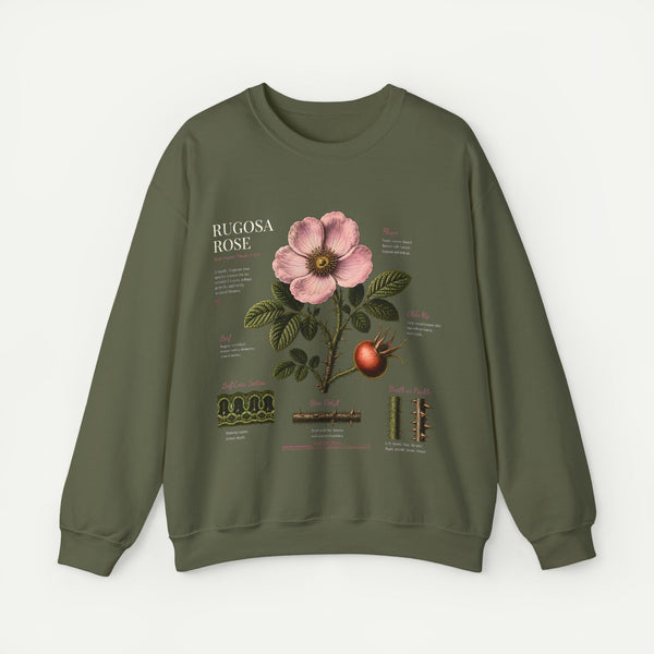 Botanical Rose Crewneck Sweatshirt – Vintage Floral Illustration