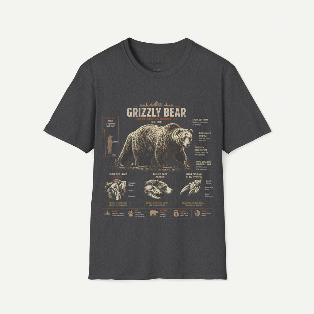 Grizzly Bear Anatomy Vintage Graphic T-Shirt — Wildlife Animal Tee