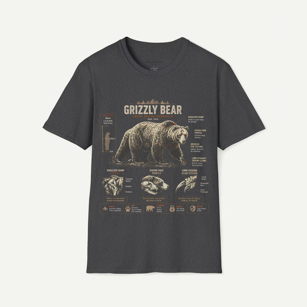Grizzly Bear Anatomy Vintage Graphic T-Shirt — Wildlife Animal Tee