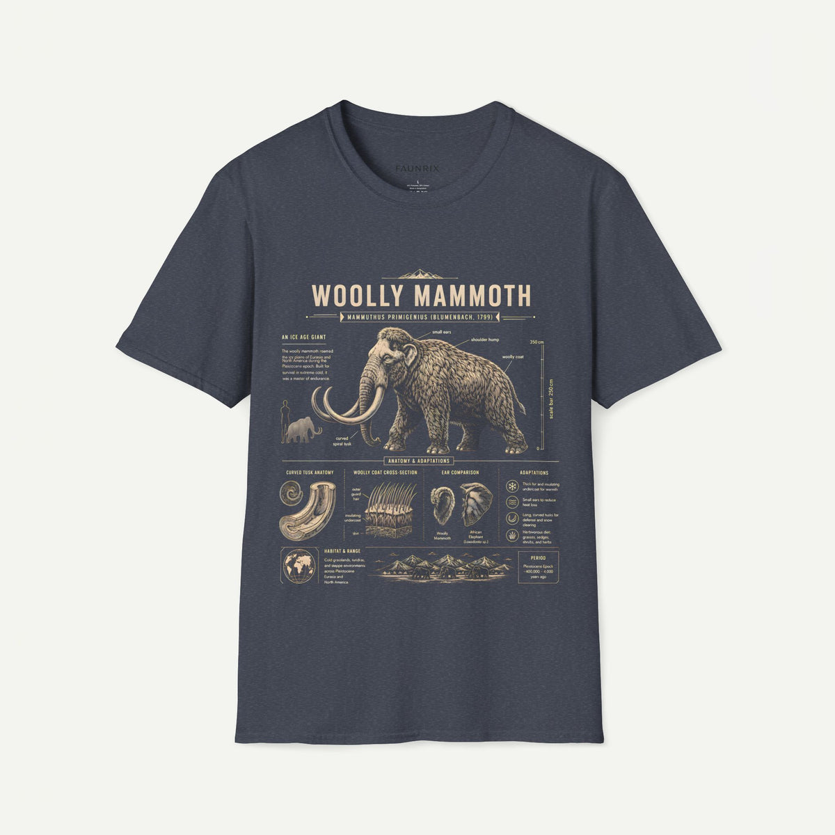 Woolly Mammoth Anatomy T-Shirt — Vintage Ice Age Graphic Tee
