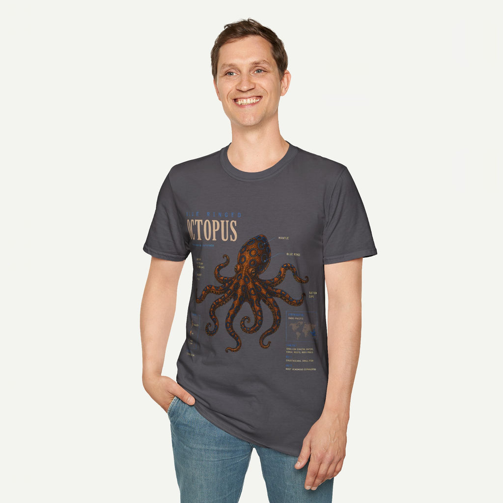 Octopus Anatomy Graphic T-Shirt — Vintage Blue-Ringed Octopus Design