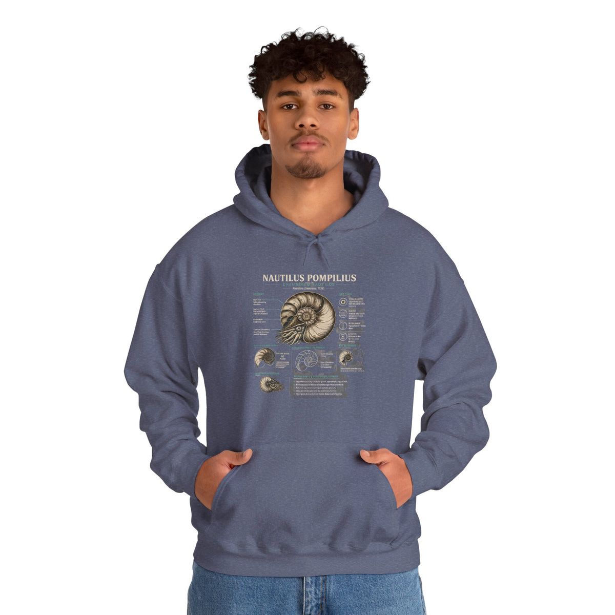 Ammonite Fossil Hoodie – Vintage Natural History Nautilus Diagram Sweatshirt