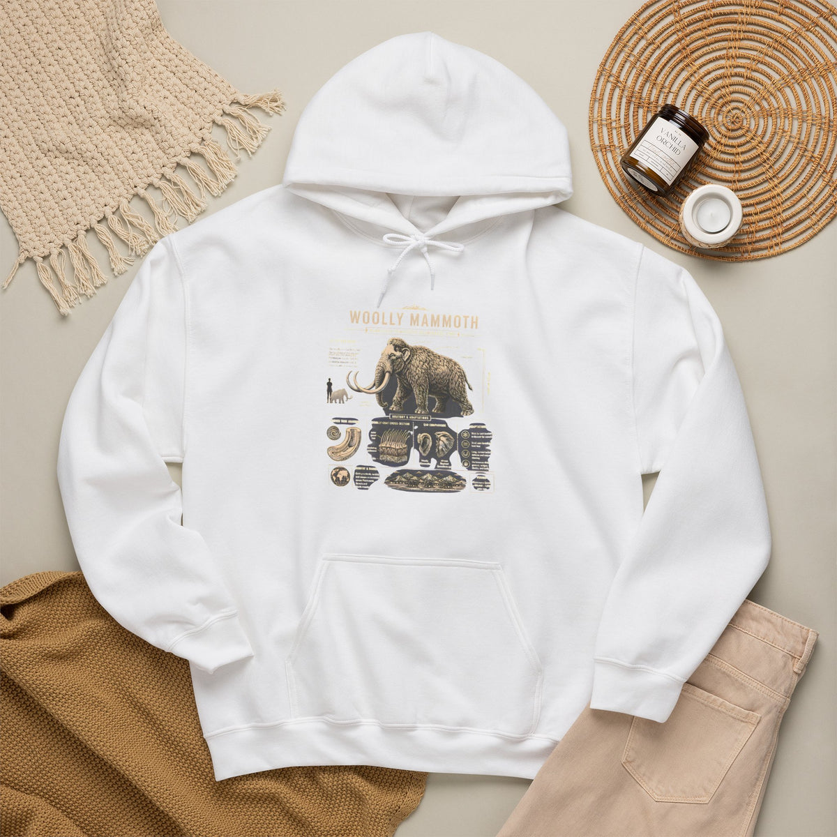 Woolly Mammoth Diagram Hoodie — Vintage Natural History Graphic Sweatshirt