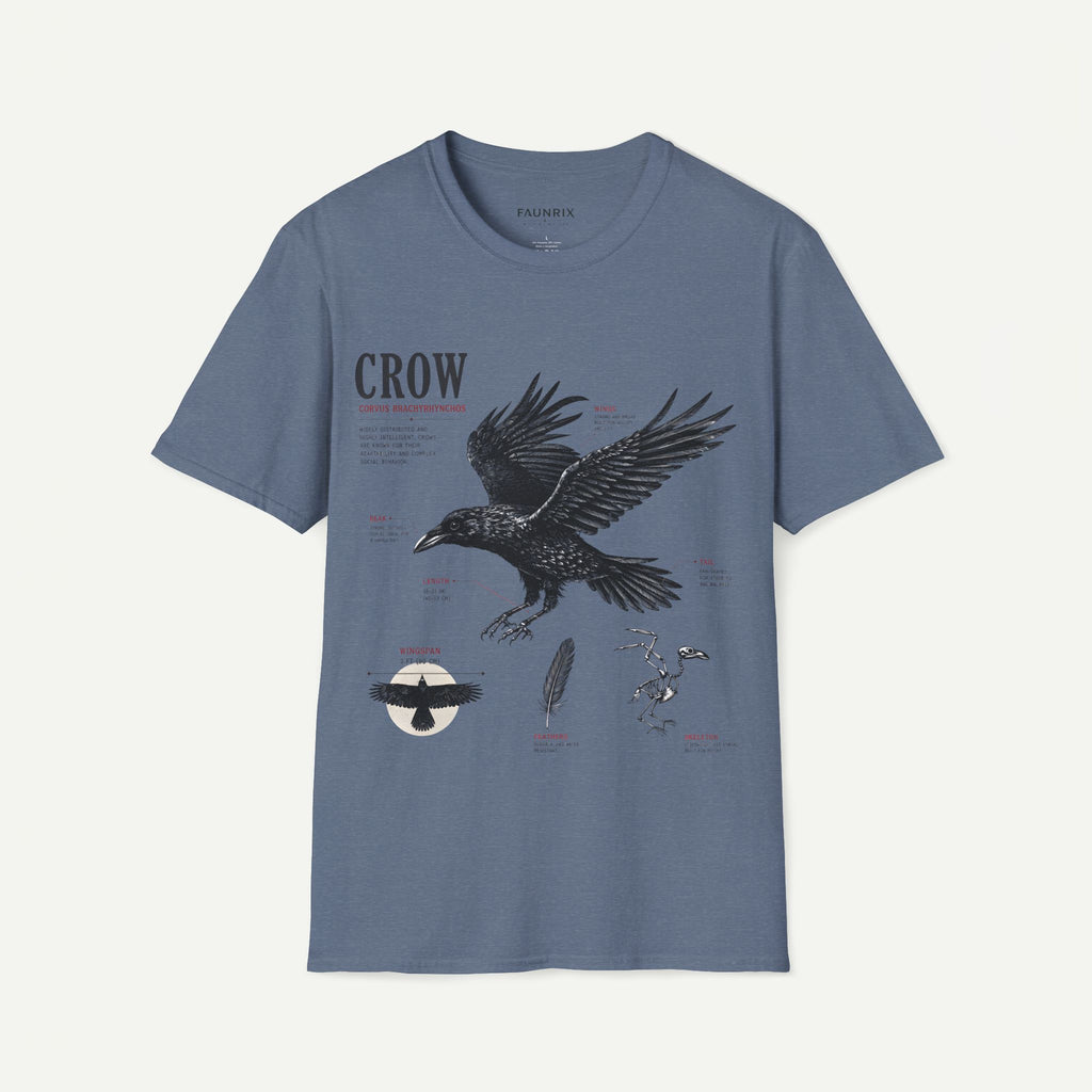 Crow Anatomy Graphic T-Shirt — Vintage Raven Illustration Tee