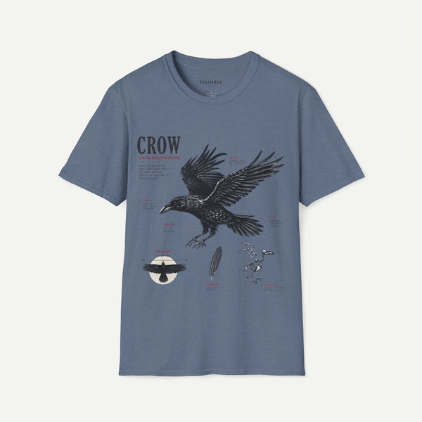 Crow Anatomy Graphic T-Shirt — Vintage Raven Illustration Tee