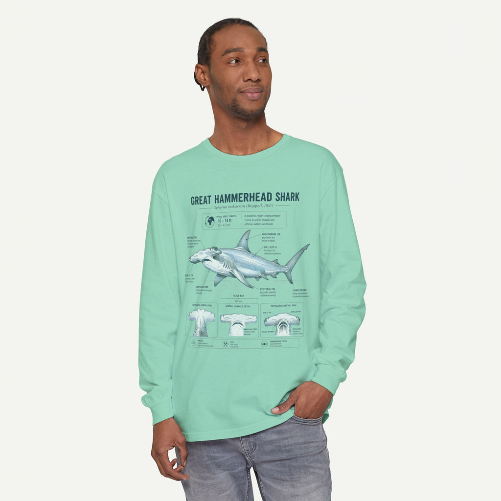 Great Hammerhead Shark Anatomy Long Sleeve Tee