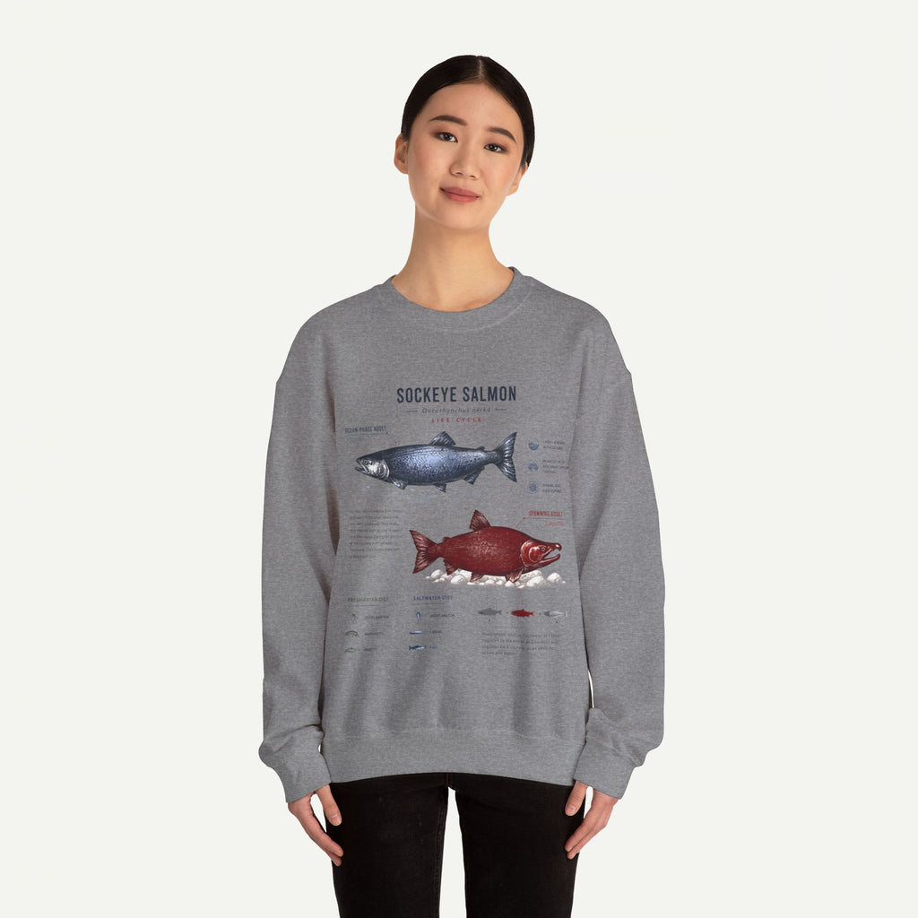 Sockeye Salmon Anatomy Sweatshirt — Fish Anatomy Graphic Crewneck