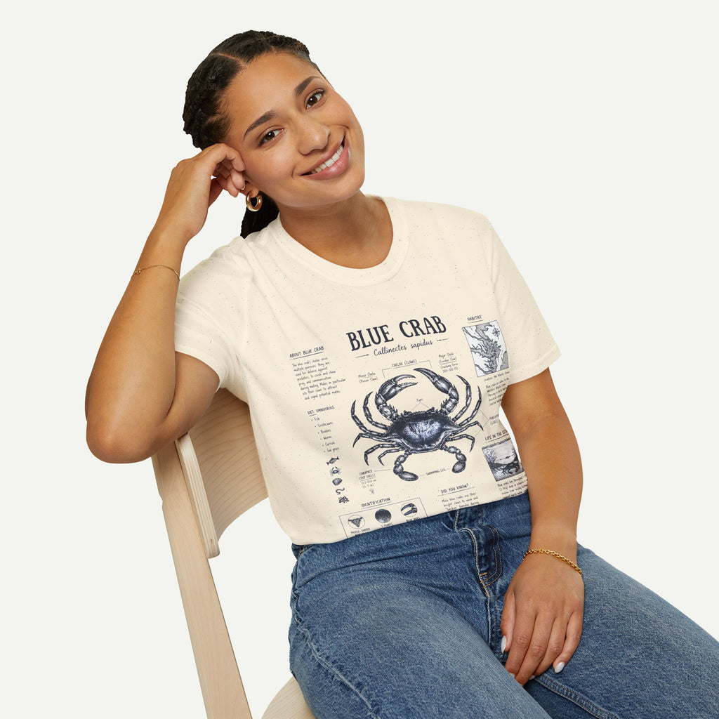 Blue Crab Anatomy T-Shirt — Nautical Vintage Marine Illustration Tee