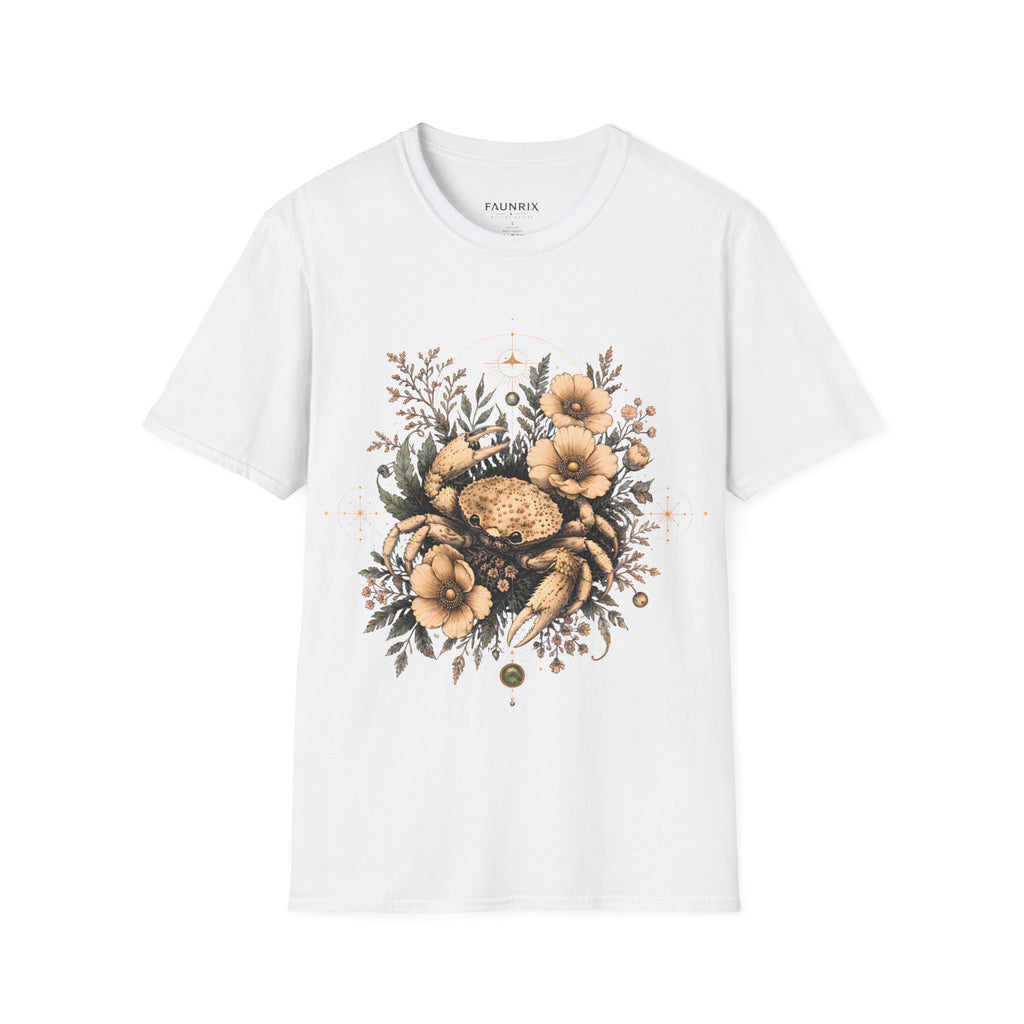 Floral Crab Tee — Vintage Coastal Crab & Wildflower Graphic T-Shirt