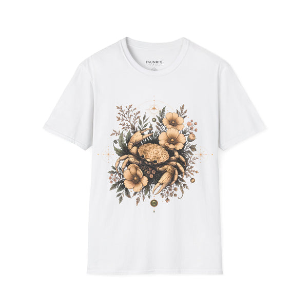 Floral Crab Tee — Vintage Coastal Crab & Wildflower Graphic T-Shirt