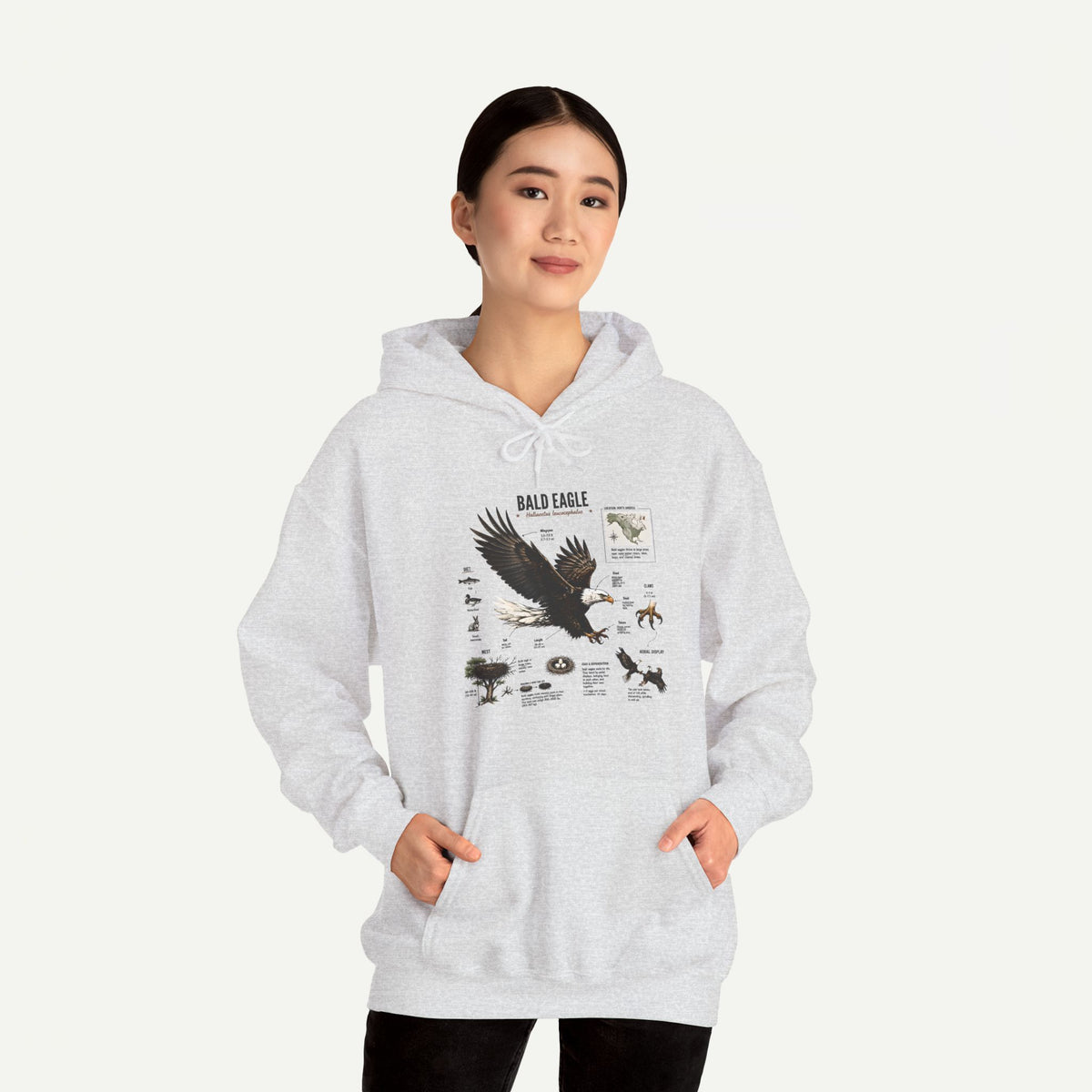 Eagle Graphic Hoodie — Bald Eagle Nature Print Sweatshirt