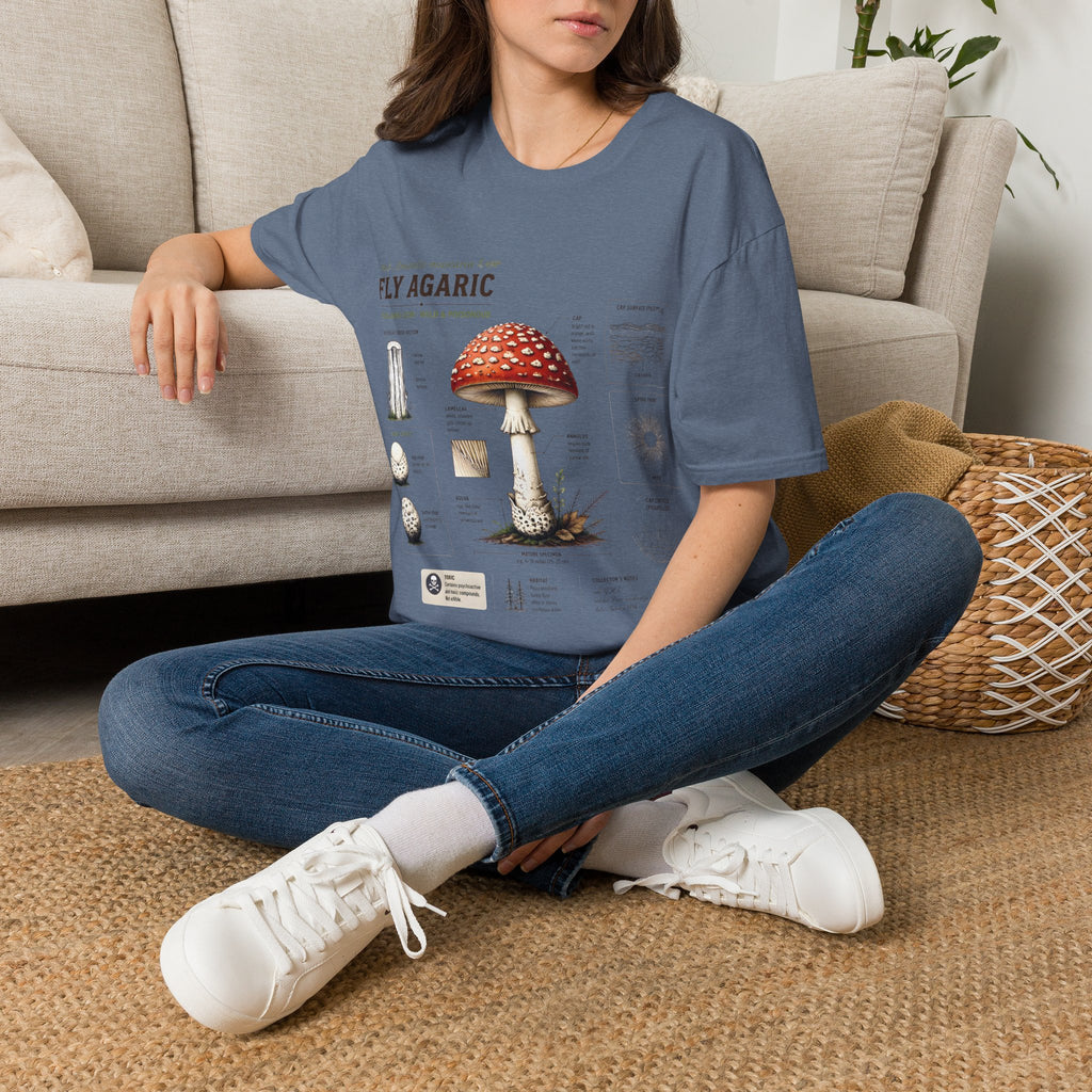 Amanita Mushroom Anatomy T-Shirt — Fly Agaric Botanical Illustration Tee