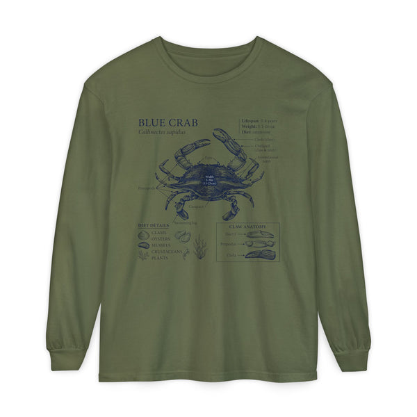 Blue Crab Anatomy Long Sleeve Tee