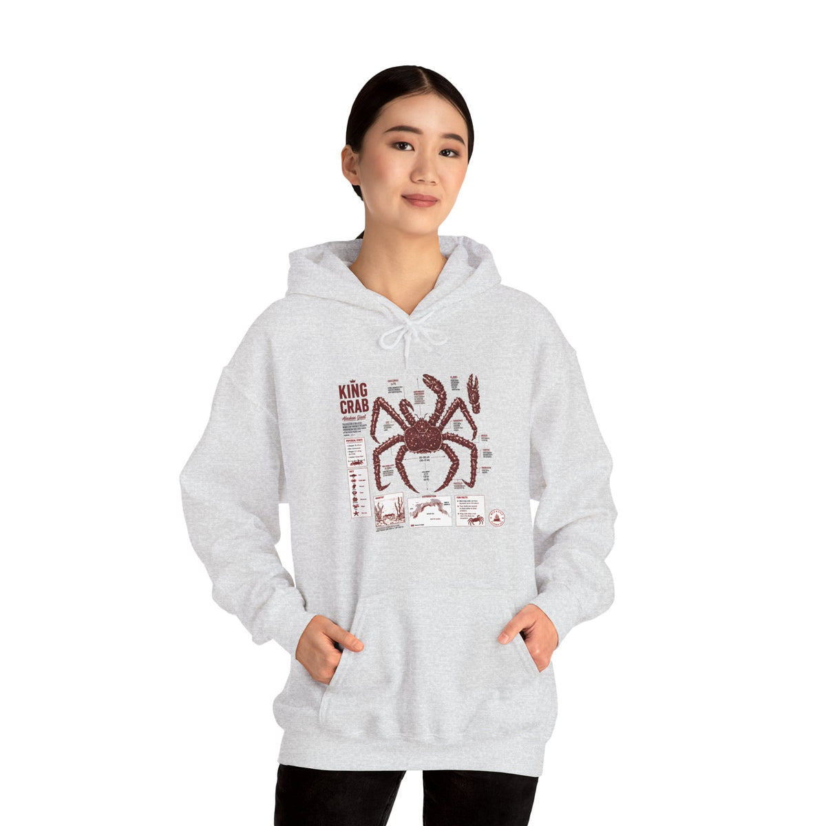 King Crab Anatomy Hoodie — Vintage Seafood Diagram Sweatshirt