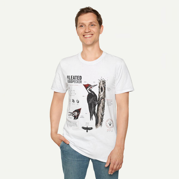 Pileated WoodpeckerAnatomy T-Shirt — Vintage Ornithology Bird Illustration Tee