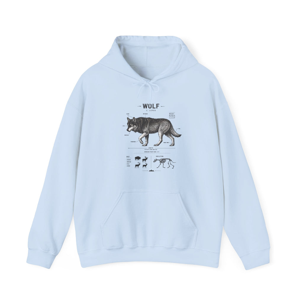Wolf Anatomy Hoodie – Vintage Wildlife Diagram Sweatshirt