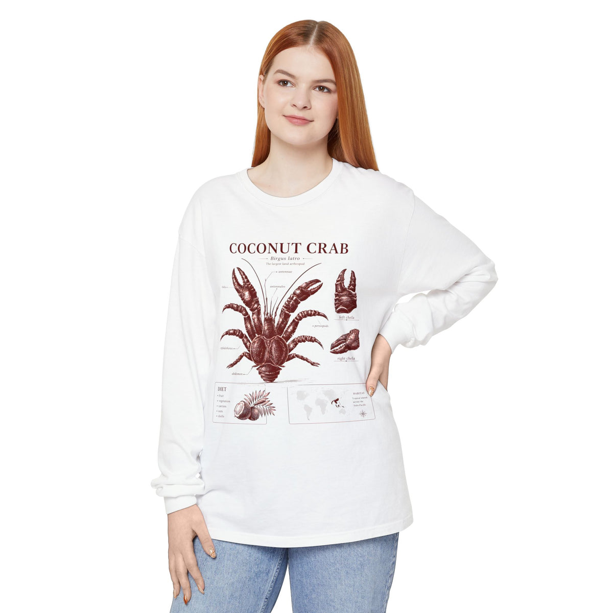 Coconut Crab Long Sleeve Tee — Vintage Marine Illustration