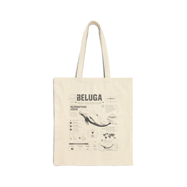 Beluga Whale Canvas Tote Bag — Marine Life Educational Diagram Tote