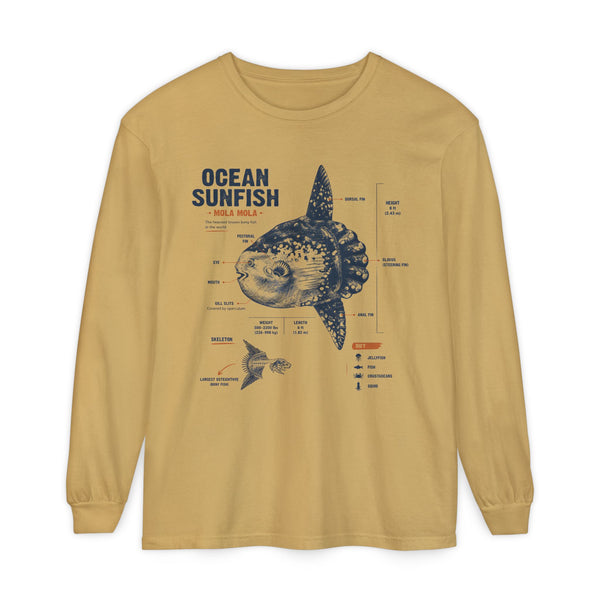 Sunfish Anatomy Long Sleeve Tee — Ocean Sunfish Diagram Shirt