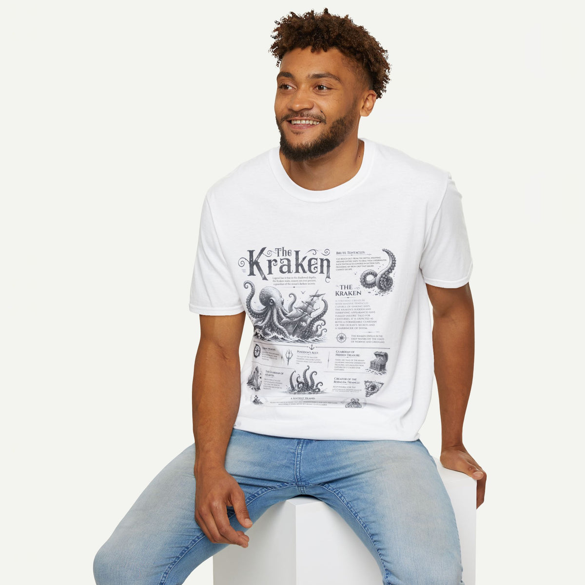 Kraken Vintage Diagram T-Shirt — Nautical Octopus Illustration Tee