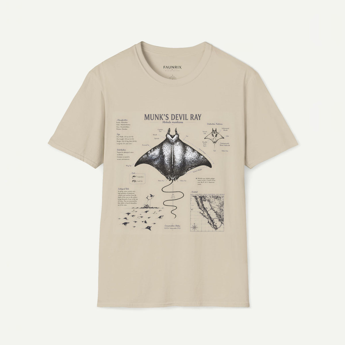 Munk's Devil Ray Anatomy Tee — Vintage Marine Life Illustration T-Shirt