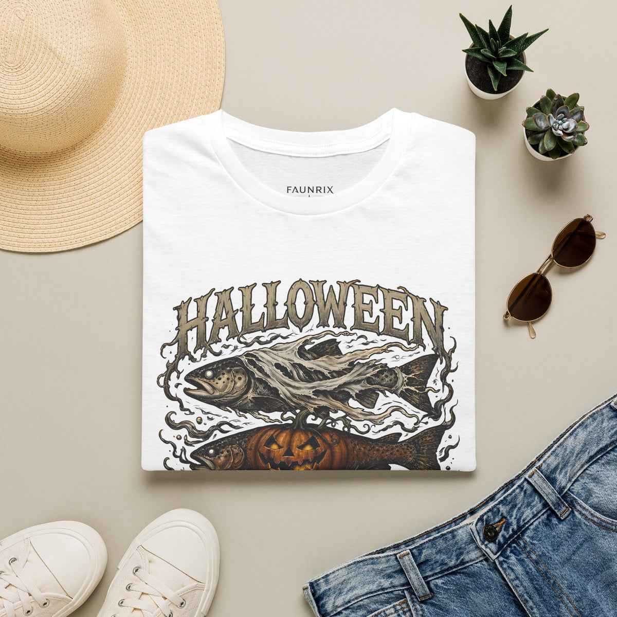 Halloween Fishing T-Shirt — Spooky Pumpkin Fish Graphic Tee