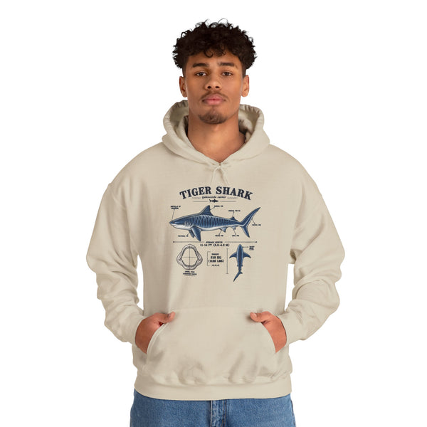 Tiger Shark Anatomy Hoodie — Nautical Science Graphic Pullover