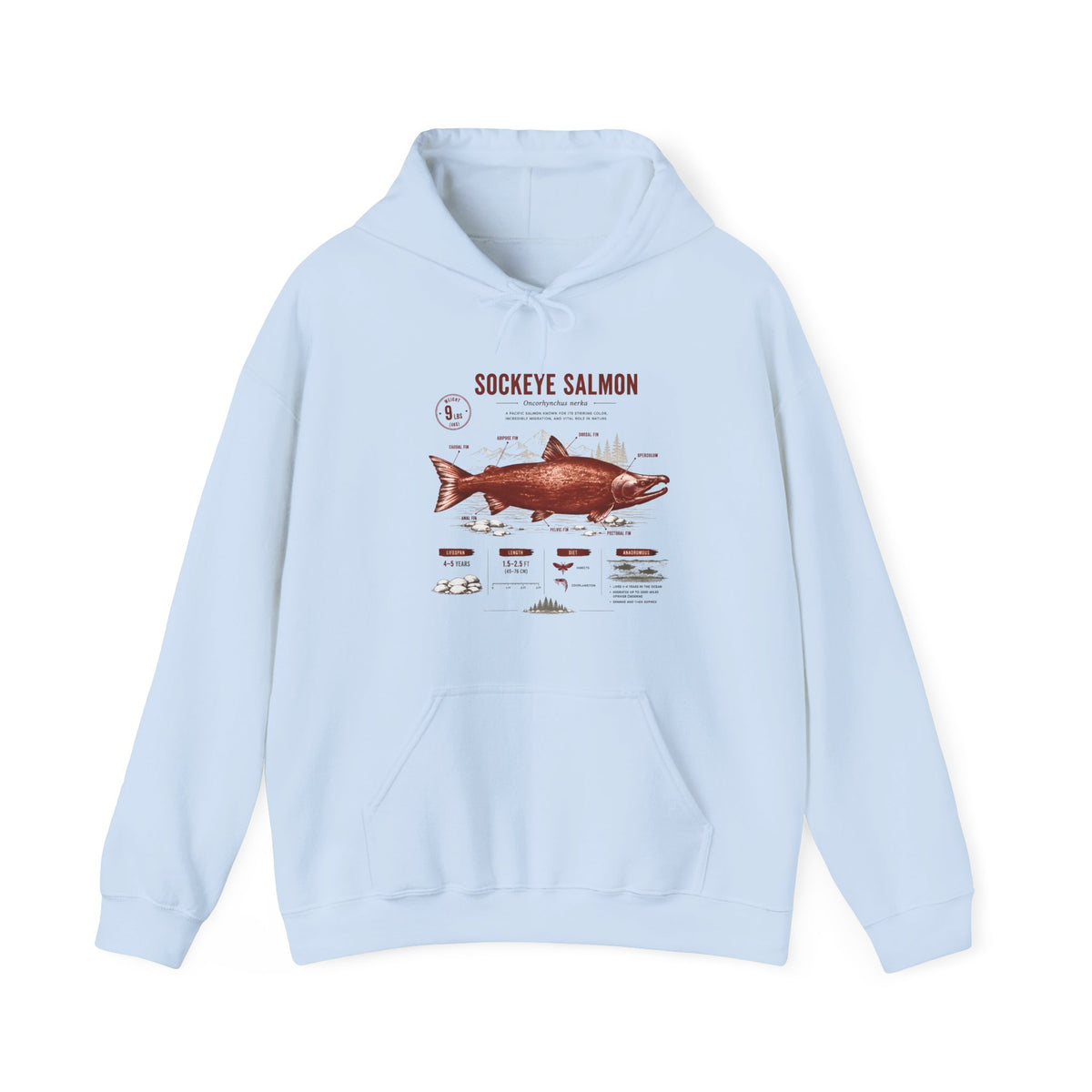 Sockeye Salmon Anatomy Hoodie — Fishing Chart Graphic Sweatshirt