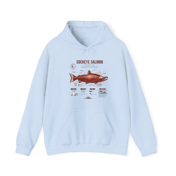 Sockeye Salmon Anatomy Hoodie — Fishing Chart Graphic Sweatshirt