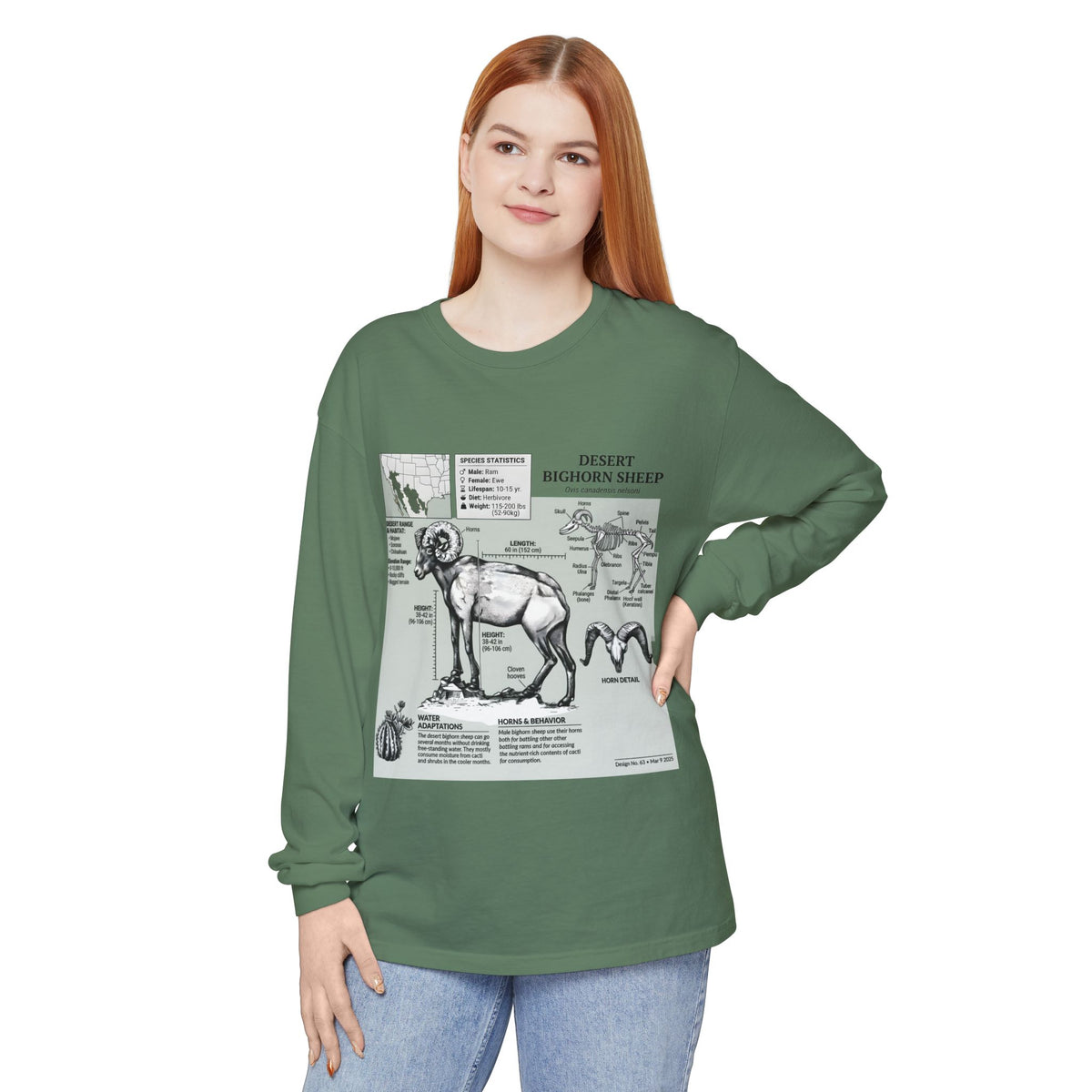 Desert Bighorn Sheep Diagram Long Sleeve T-Shirt