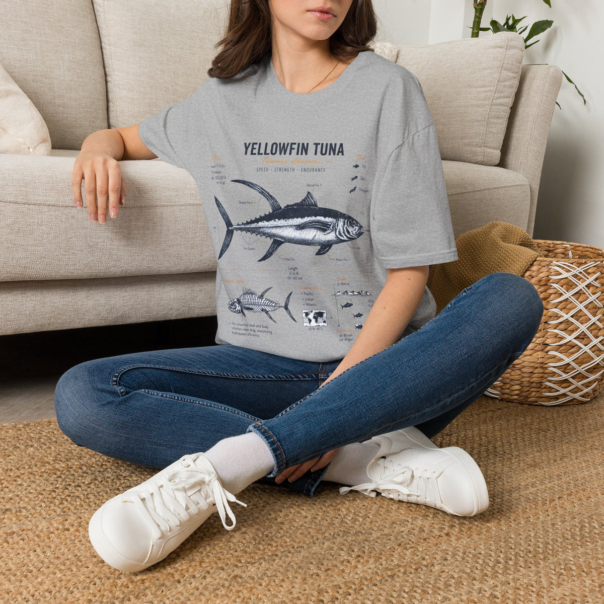 Yellowfin Tuna Anatomy T-Shirt — Vintage Fish ID Graphic Tee
