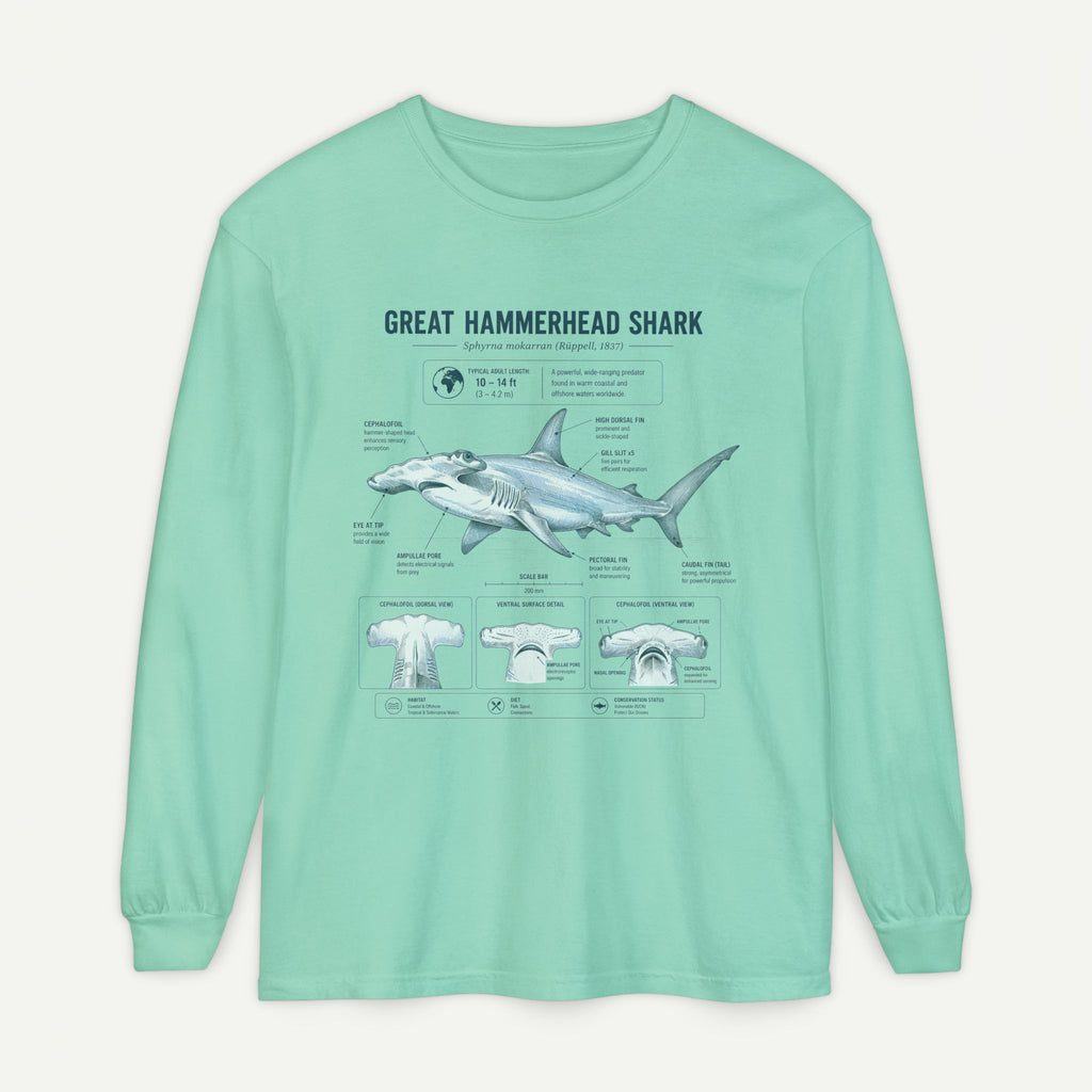 Great Hammerhead Shark Anatomy Long Sleeve Tee