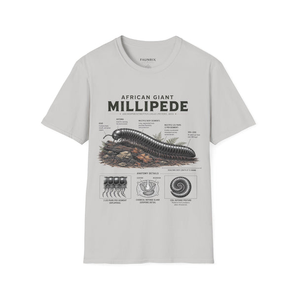 Millipede Anatomy T-Shirt — 'African Giant Millipede' Scientific Graphic Tee