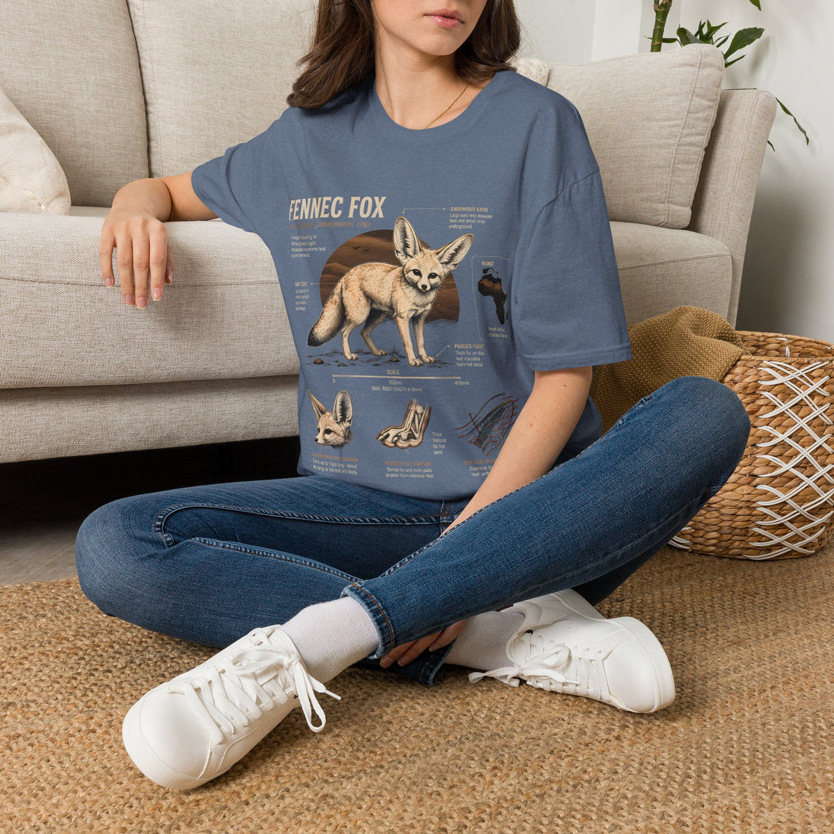 Fennec Fox Anatomy Tee — Illustrated Desert Fox Graphic T-Shirt