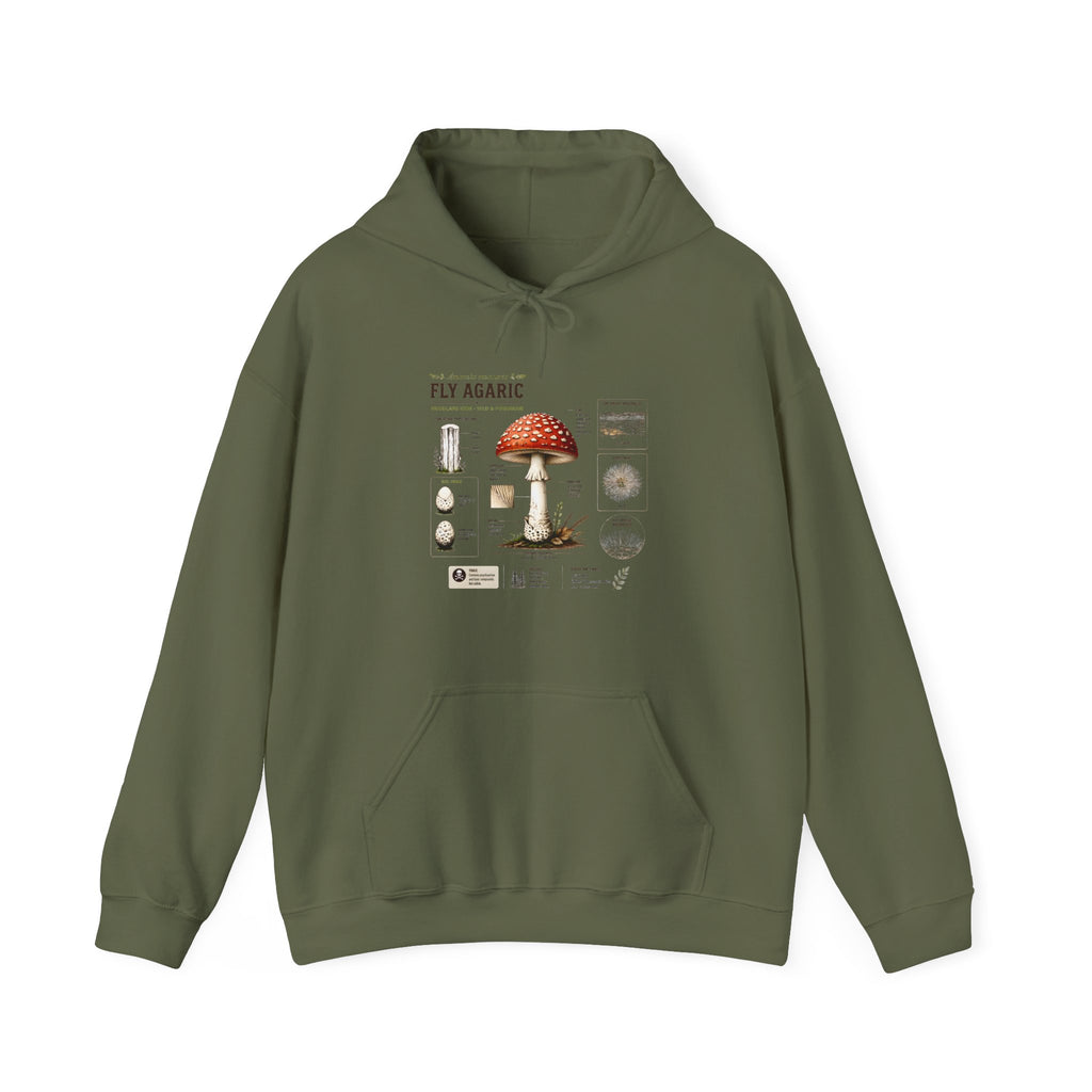 Fly Agaric Mushroom Hoodie – Vintage Mycology Diagram Sweatshirt