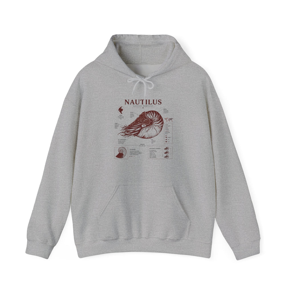 Nautilus Anatomy Hoodie – Vintage Scientific Shell Diagram Sweatshirt