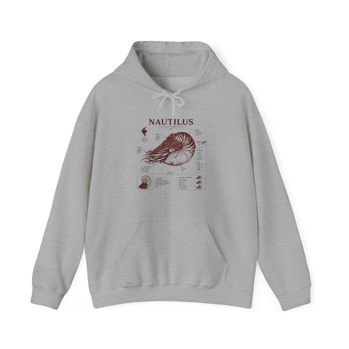 Nautilus Anatomy Hoodie – Vintage Scientific Shell Diagram Sweatshirt