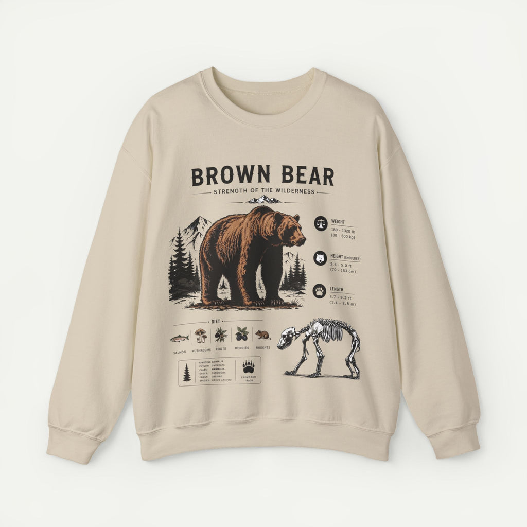 Brown Bear Anatomy Sweatshirt — Wildlife Illustration Graphic Sweatshirt