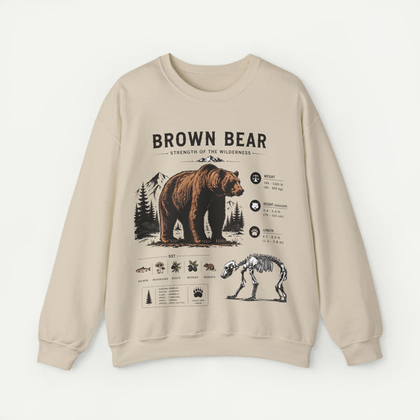 Brown Bear Anatomy Sweatshirt — Wildlife Illustration Graphic Sweatshirt
