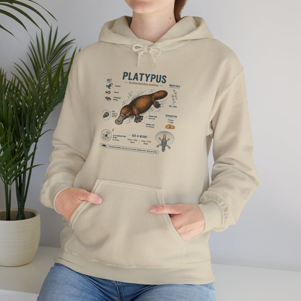 Platypus Anatomy Hoodie — Scientific Illustration Pullover for Nature Lovers