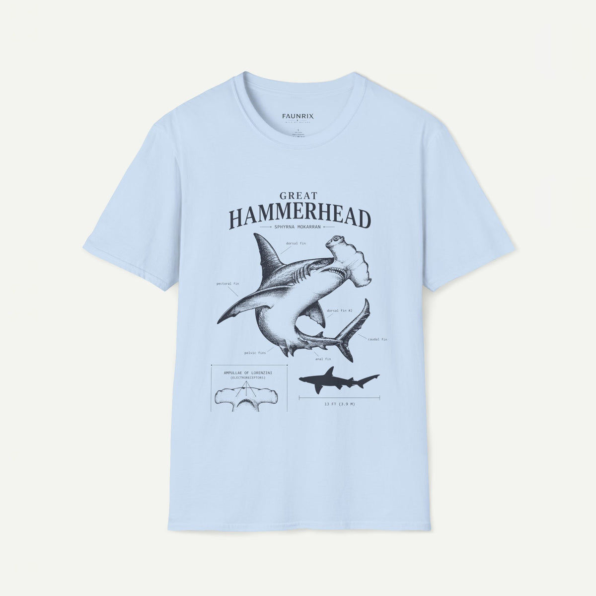 Hammerhead Shark Anatomy Tee — Vintage Great Hammerhead Graphic T-Shirt