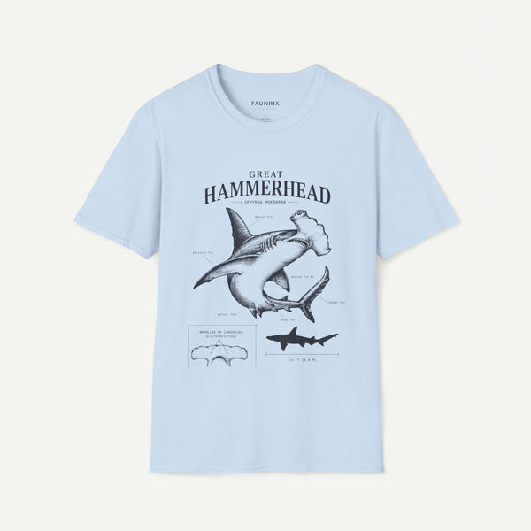 Hammerhead Shark Anatomy Tee — Vintage Great Hammerhead Graphic T-Shirt