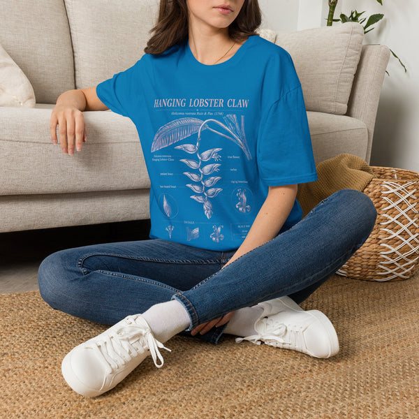 Hanging Lobster Claw Botanical T-Shirt — Vintage Floral Plant Illustration Tee